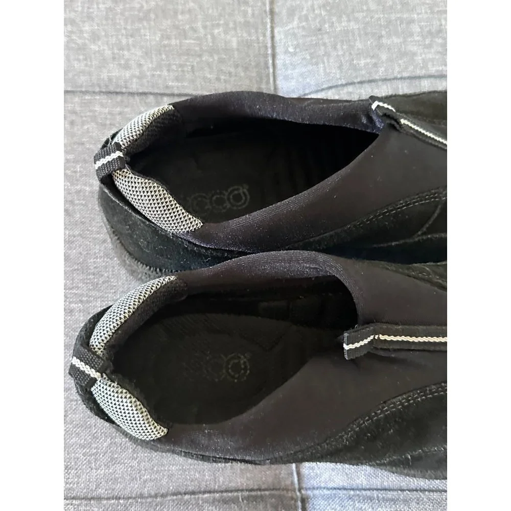 Ecco Womens Loafer Slip‎ On Black Suede Leather Shoe Size 7.5 US, 38 EU